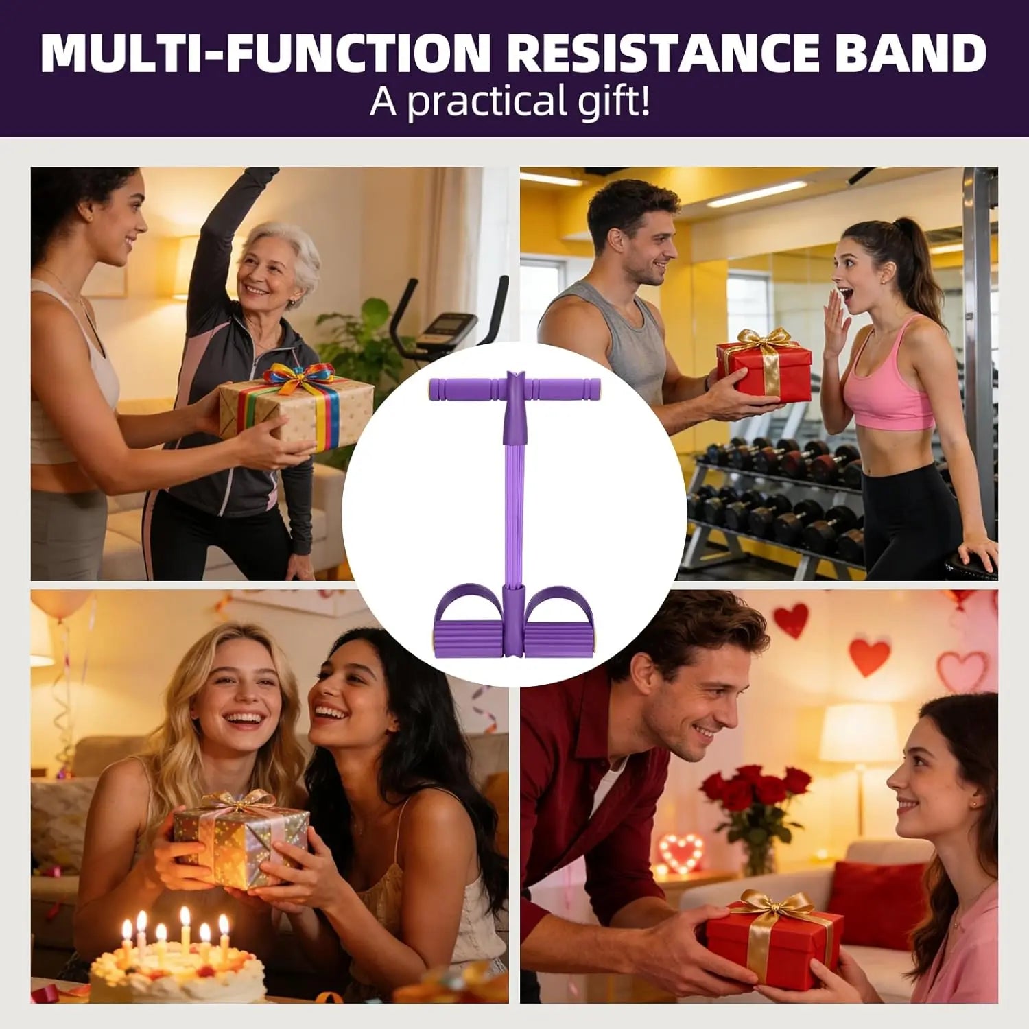 4-Tube Resistance Band Multi Function Tension Rope Fitness Bands 6-Tube Elastic Yoga Pedal Puller For Sports Exercises At Gym